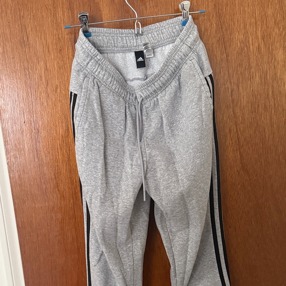 Adidas Women's Heather Gray Joggers with Black Accents